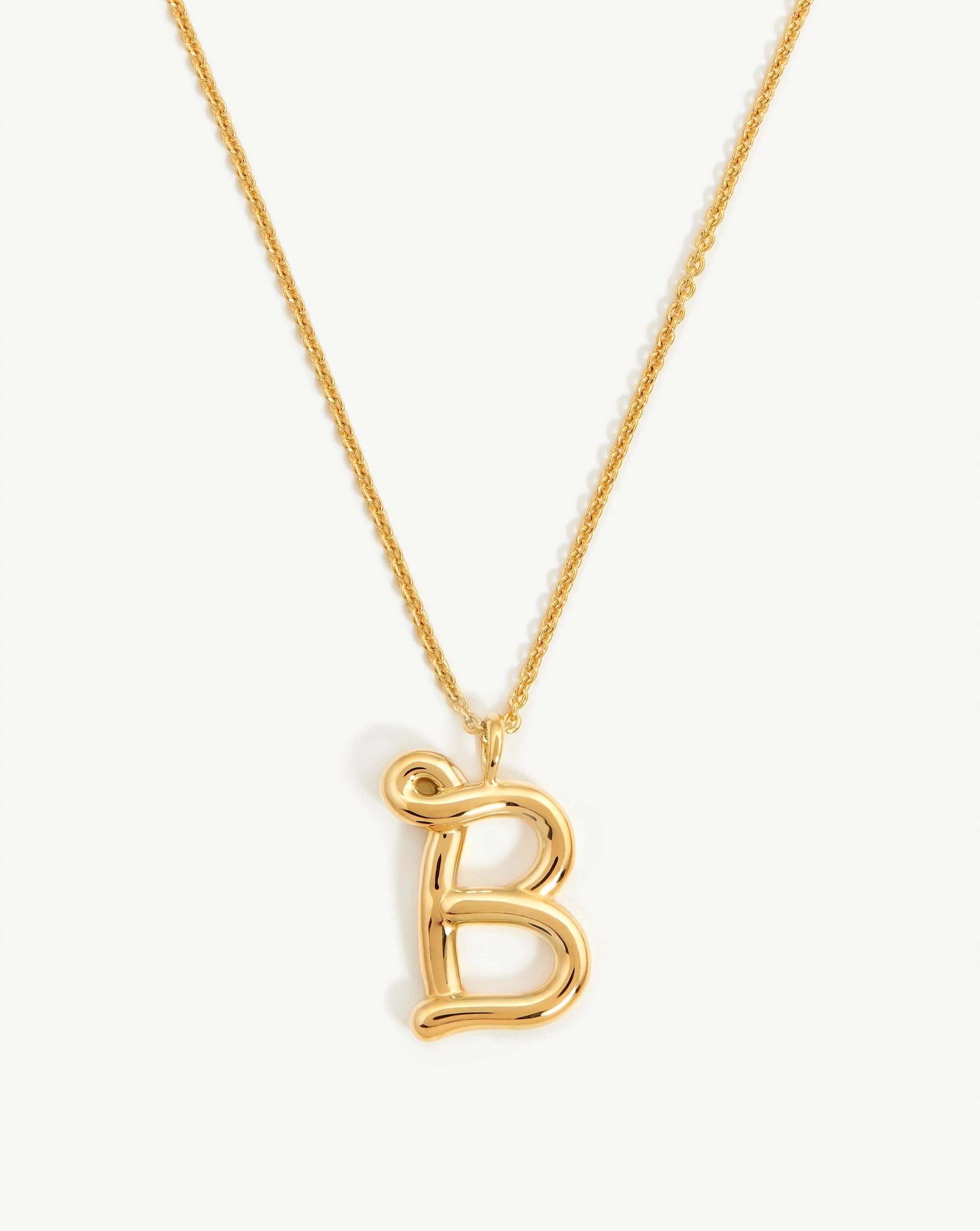Curly Molten Initial Pendant Necklace - Initial B | 18ct Gold Plated V | Missoma