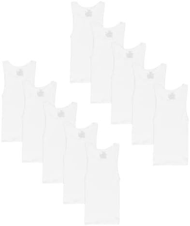 Hanes Boys’ Tank Cotton Undershirt, EcoSmart, 10 Pack, White | Amazon (US)