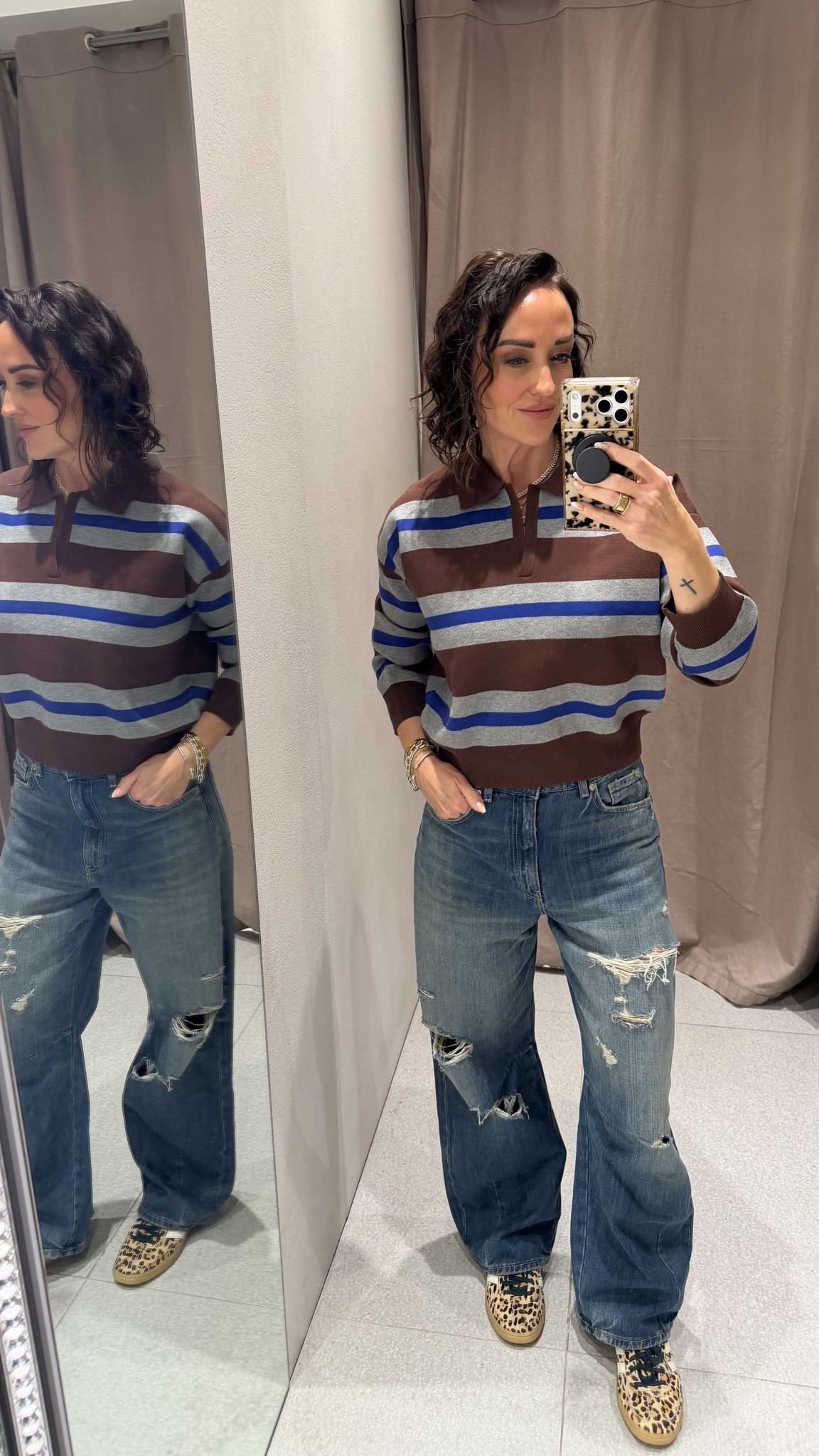 S striped polo sweater and 2 jeans 

#LTKSaleAlert #LTKFindsUnder50 #LTKOver40