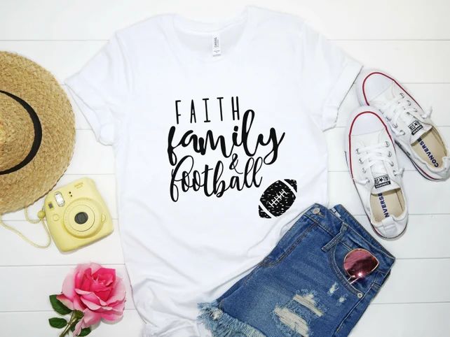 Faith Family & Football shirt, football season tee, family football, football season, football mom g | Etsy (US)