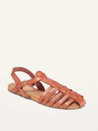 Strappy Faux-Leather Sandals for Women | Old Navy (US)