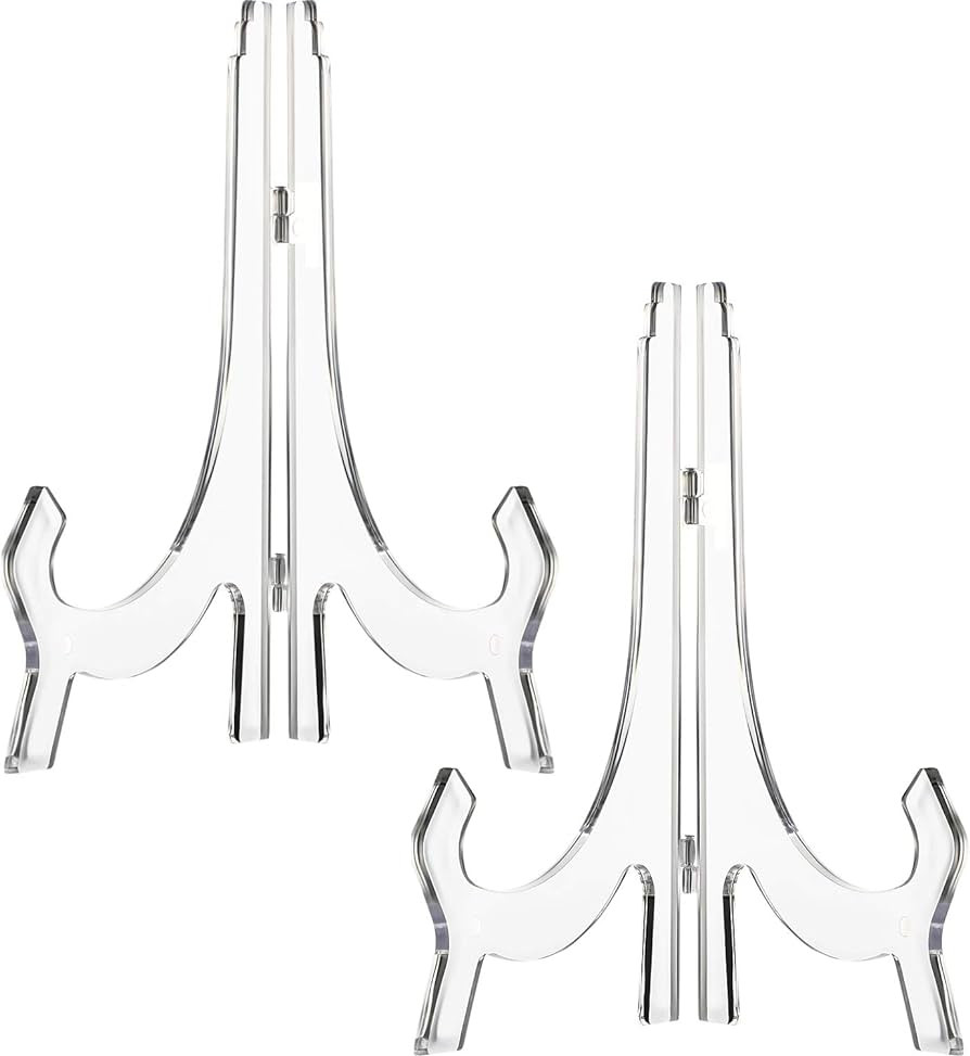 2 Pieces, 9.8 Inches Clear Acrylic Easels Display Stands/Plate Stands for Display Photos Holder P... | Amazon (US)