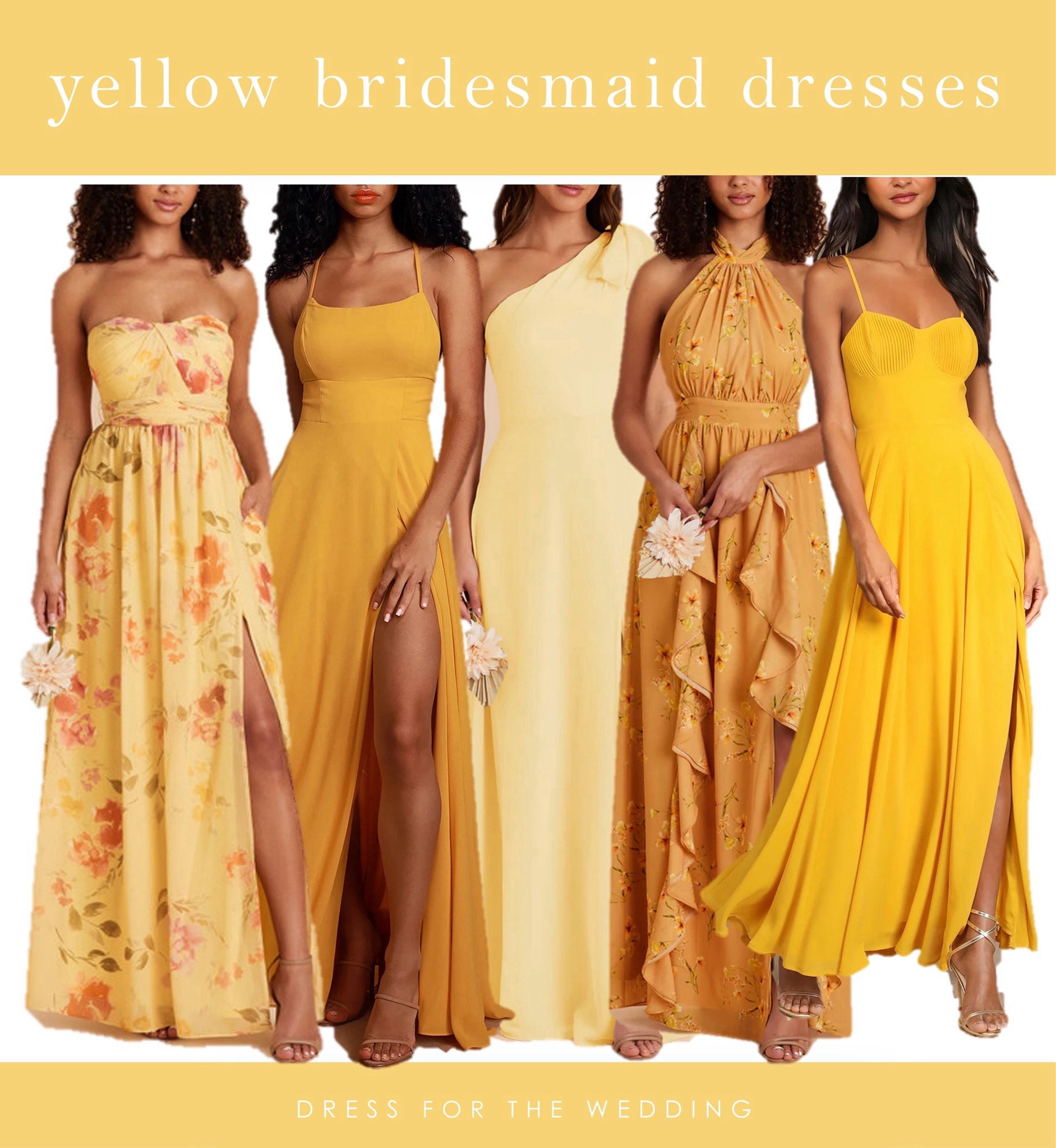 Yellow mix and match bridesmaid dresses ☀️
Yellow dress 
Formal yellow dress 
Yellow dress for bridesmaid 
Floral yellow dress
Lemon yellow dress 
Annie Anderson dress 
Mustard yellow maxi dress 
Lulus dress for wedding 
Birdy Grey dress 
Yellow dress under 100

#LTKSeasonal #LTKStyleTip #LTKWedding