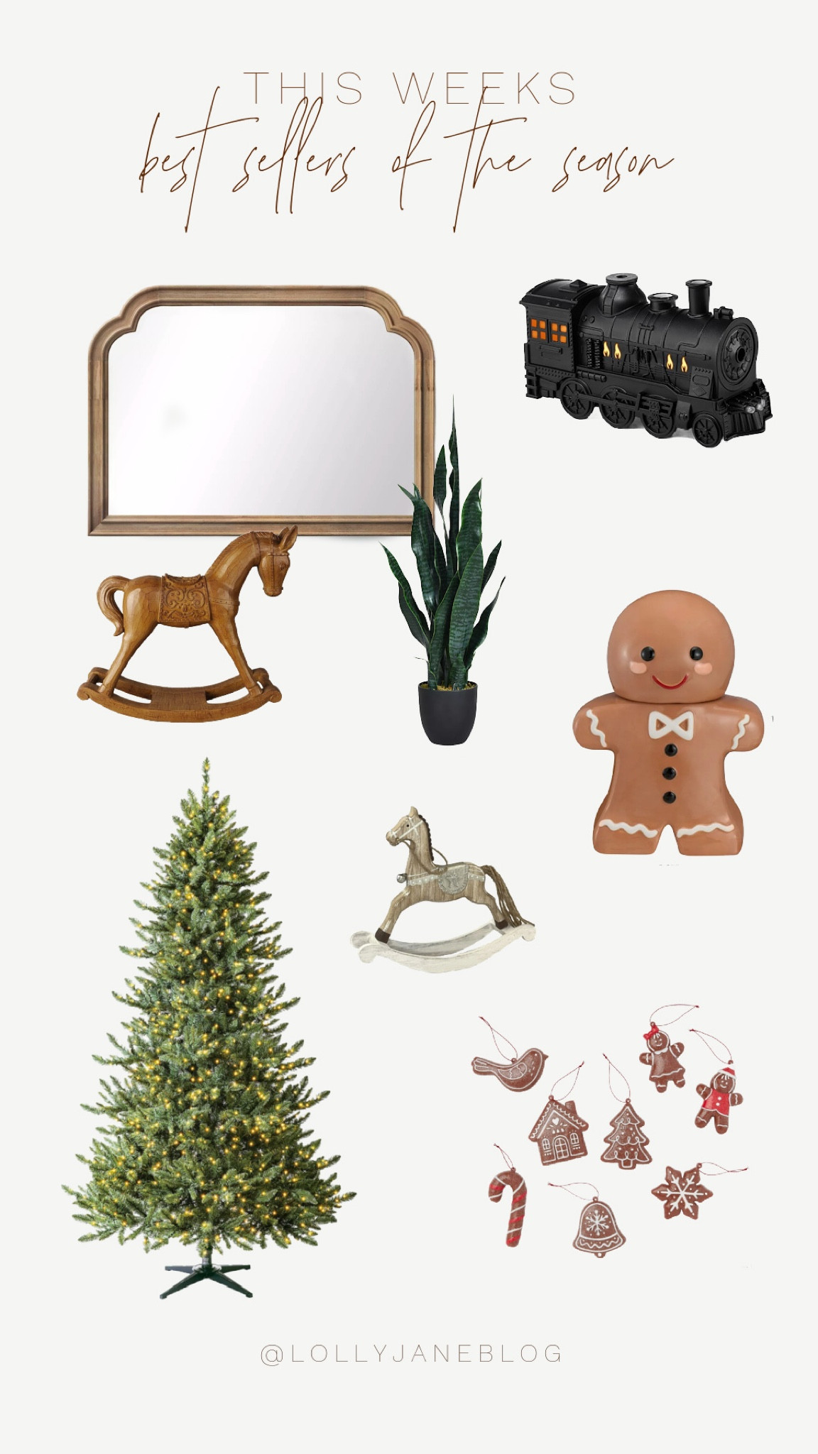 Shop this weeks best sellers of the season! 🎄

Get your home holiday-ready with these festive best-sellers from Walmart, CVS, and Target! 

From whimsical Christmas decor to charming touches, here’s the perfect mix to spread joy this season:

Christmas Train Diffuser – Diffuse holiday cheer all season long!
Gingerbread Man Cookie Jar – A sweet treat for your kitchen (minus the calories 😉).
Wooden Rocking Horse Decor – A nostalgic touch that adds warmth and charm to any space.
Gingerbread Cookie Ornaments – Sweeten your tree with these adorable, deliciously-themed ornaments!
Christmas Tree from Walmart – The centerpiece your holiday decor needs.

Need something extra? 

A gorgeous mirror to reflect all your festive moments.
A fun fake tiger plant for that quirky, fresh touch to liven up your living room.
Shop now at Walmart, CVS, and Target for these must-have holiday finds and make this season extra special! #ChristmasDecor #HolidayEssentials #HomeForTheHolidays #WalmartFinds #TargetStyle #CVSShopping #FestiveVibes #CozyHome

#LTKHoliday #LTKHome #LTKSeasonal