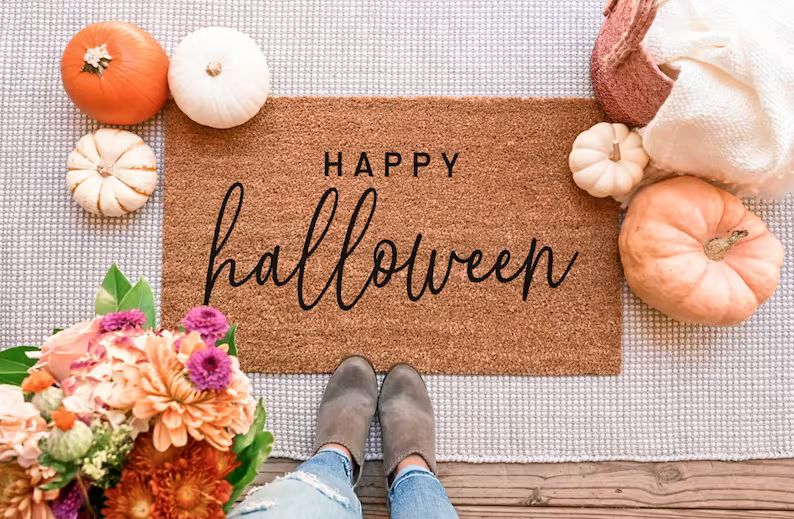 Happy Halloween Doormat, Halloween Door Mat, Pumpkin Doormat, Halloween Welcome Mat, Halloween De... | Etsy (US)
