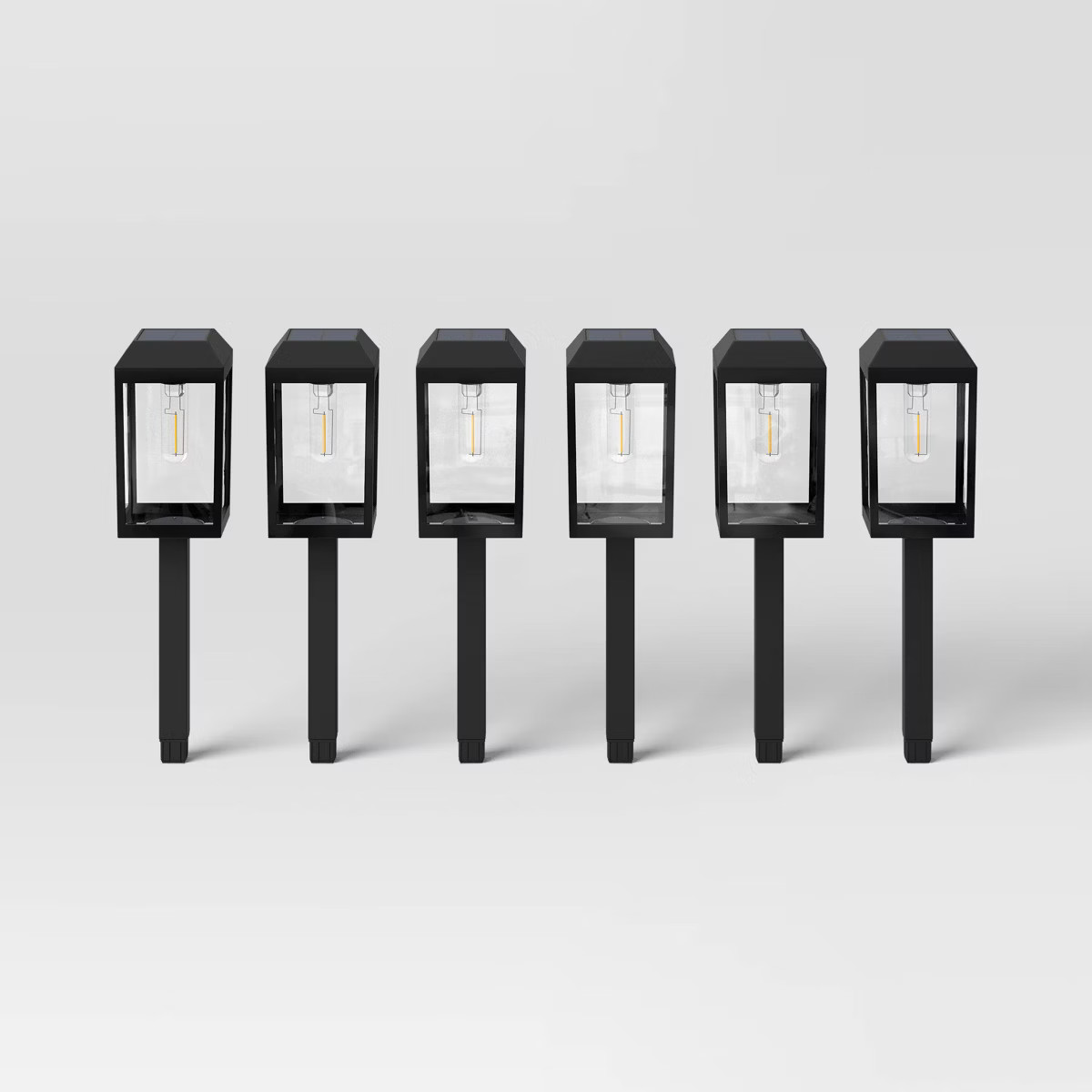 6pk Window Lantern Solar LED Outdoor Path Lights Matte Black - Threshold™: Energy-Efficient, We... | Target