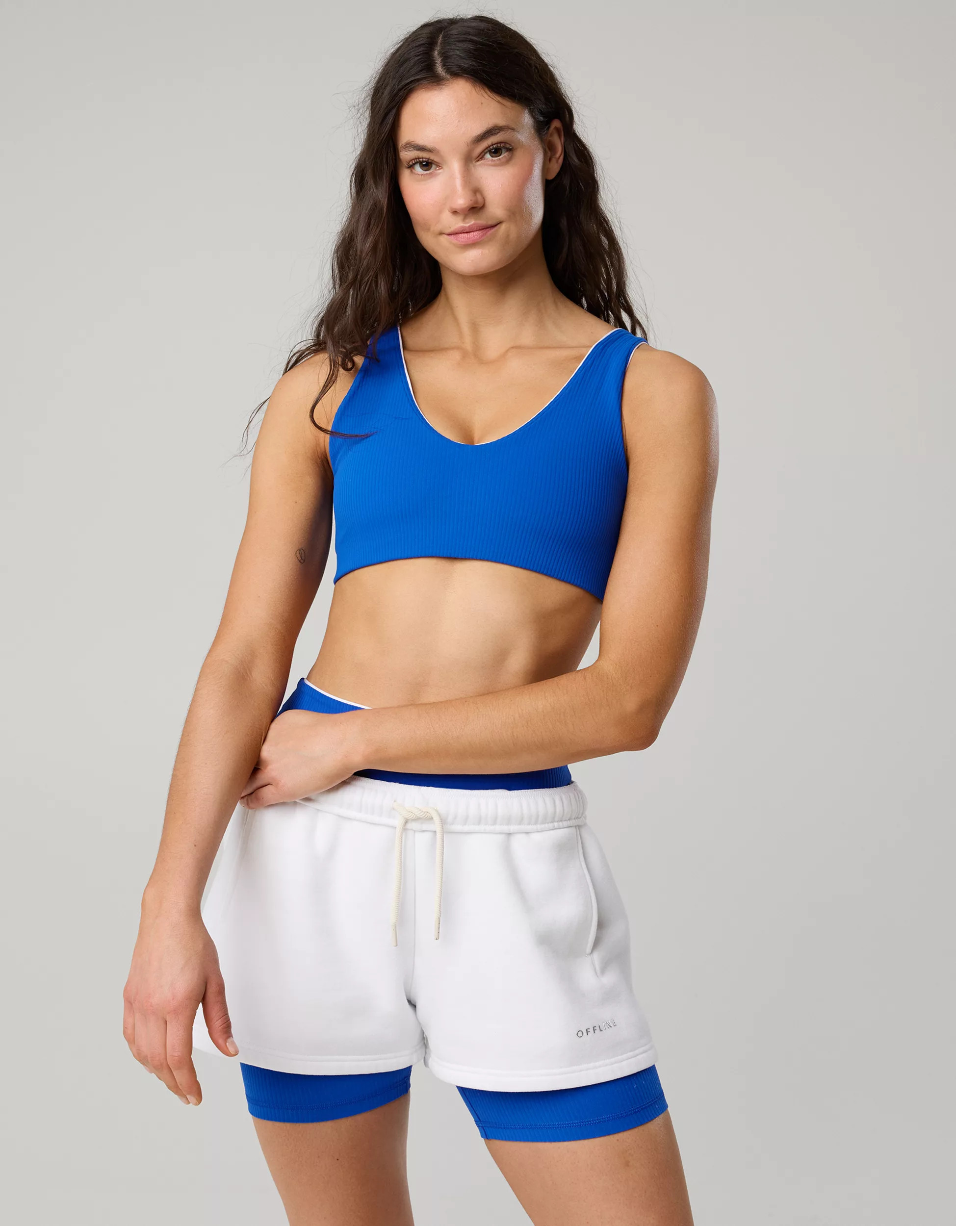OFFLINE By Aerie Real Me XTRA Rib Piping Sports Bra | Aerie