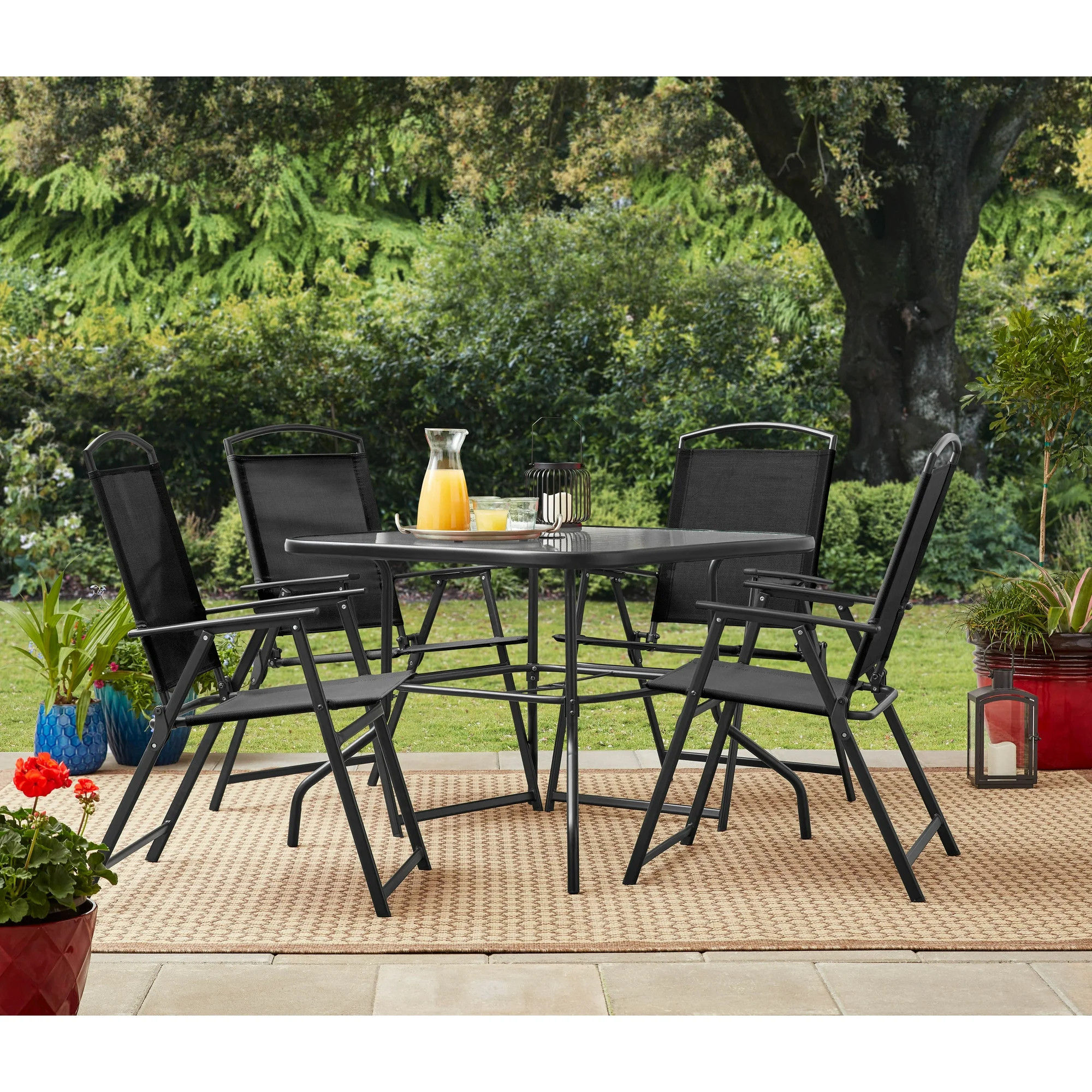 Mainstays Heritage Park Outdoor Patio 5 Piece Dining Set, 4 person seating, Black | Walmart (US)