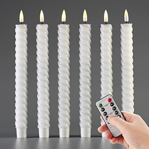 Eywamage White Spiral Flameless Taper Candles with Remote Timer, Flickering Realistic LED Window Can | Amazon (US)