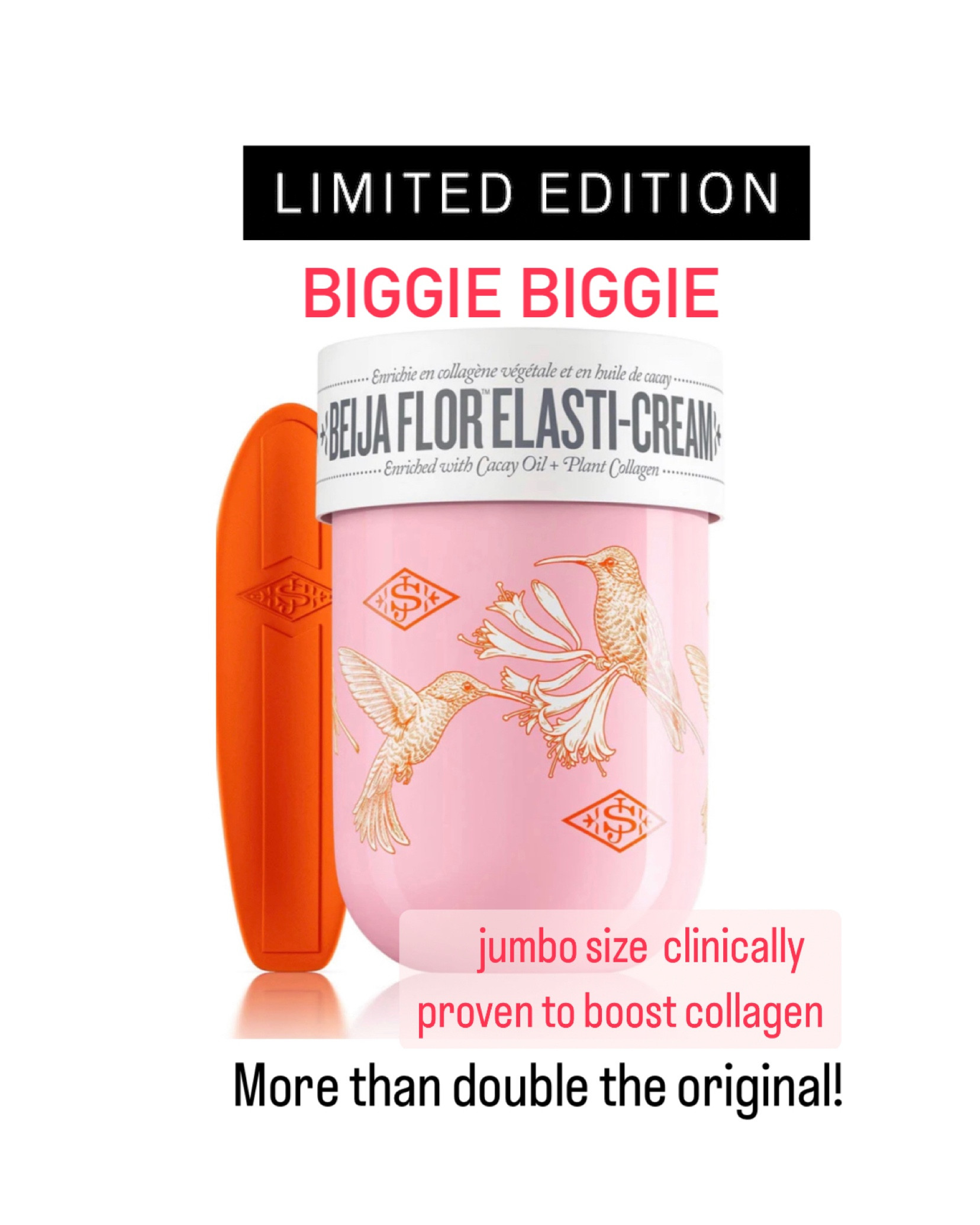 Biggie Biggie Beija Flor Elasti-Cream jumbo size clinically proven to boost collagen! $85 (retails $109) great Mother’s Day gift! Skin feels deeply hydrated and looks plumper and smoother 

#LTKbeauty #LTKunder100 #LTKGiftGuide