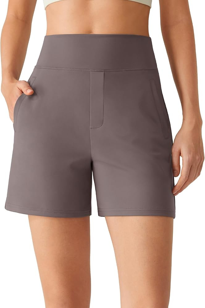 G4Free EverGoing Womens Athletic Shorts 6" - High Waisted Wide Leg Dressy Casual Shorts with Pock... | Amazon (US)