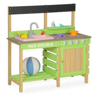 3-8 Ages Wood Kids Kitchen, Indoor/Outdoor Pretend Mud Kitchen Playset, Play Kitchen Toy | The Home Depot