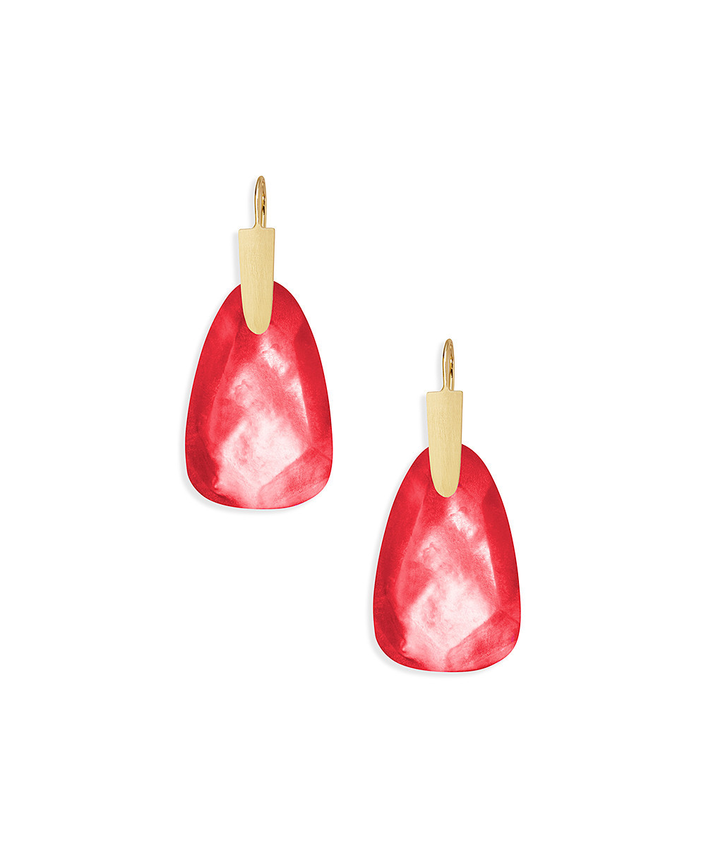 Kendra Scott Women's Earrings - Red Mother-of-Pearl & 14k Gold-Plated Marty Drop Earrings | Zulily