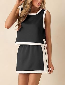 Womens 2 Piece Skirt Sets Athletic Skort Set (Black-S) | Amazon (US)