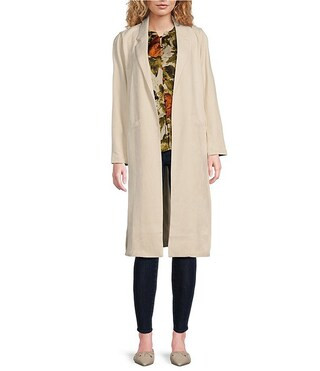 Skies Are Blue Faux Suede Notch Collar Neck Long Sleeve Open Front Duster | Dillard's | Dillard's