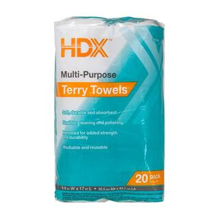 HDX 14 in. x 17 in. Multi-Purpose Terry Towel (20-Pack) T-99634-HDX - The Home Depot | The Home Depot