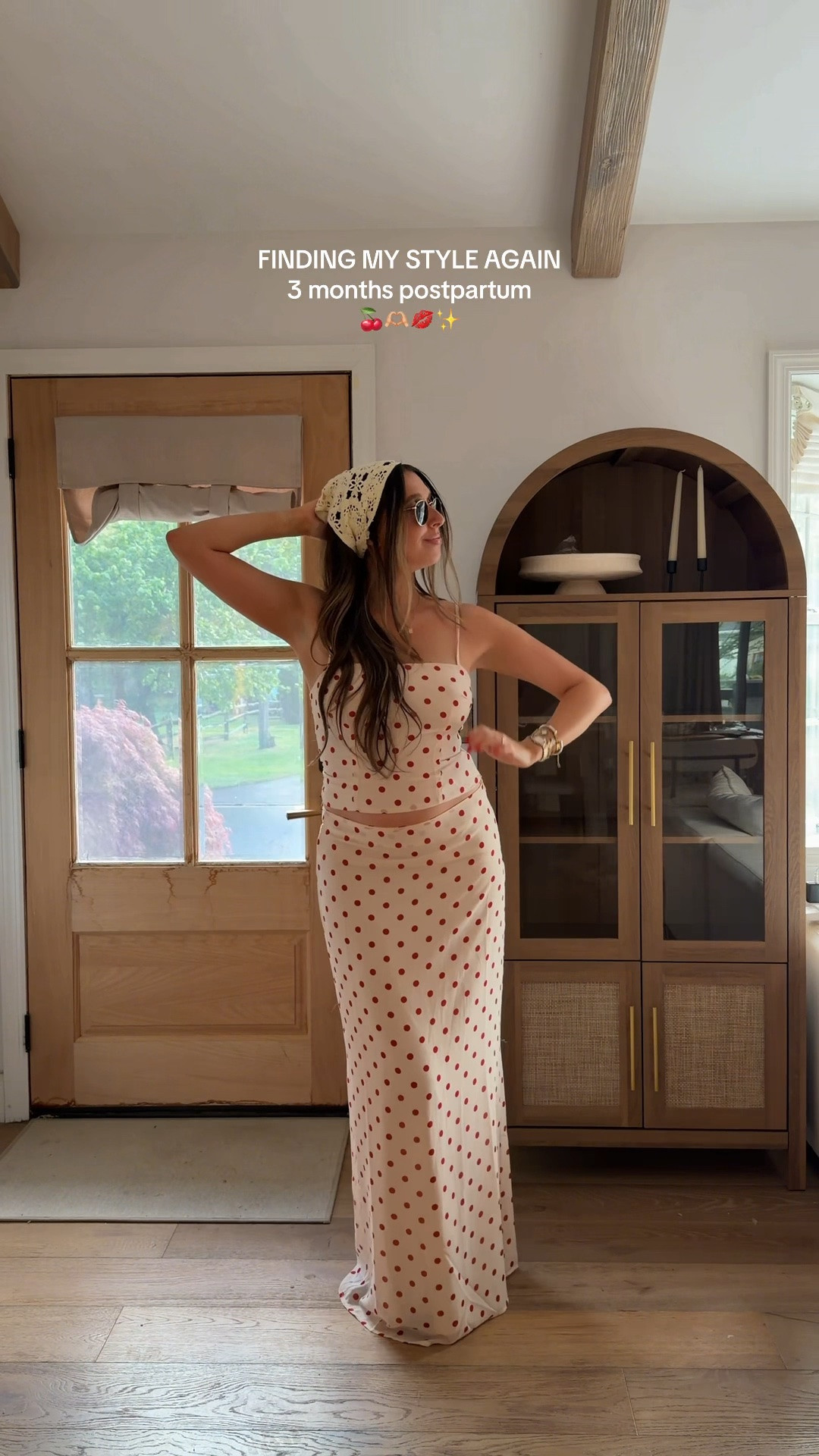 Postpartum, mom outfit, postpartum outfit, spring fashion, polka dot outfit, headscarf, outfit inspo

#LTKmomlife #LTKootd