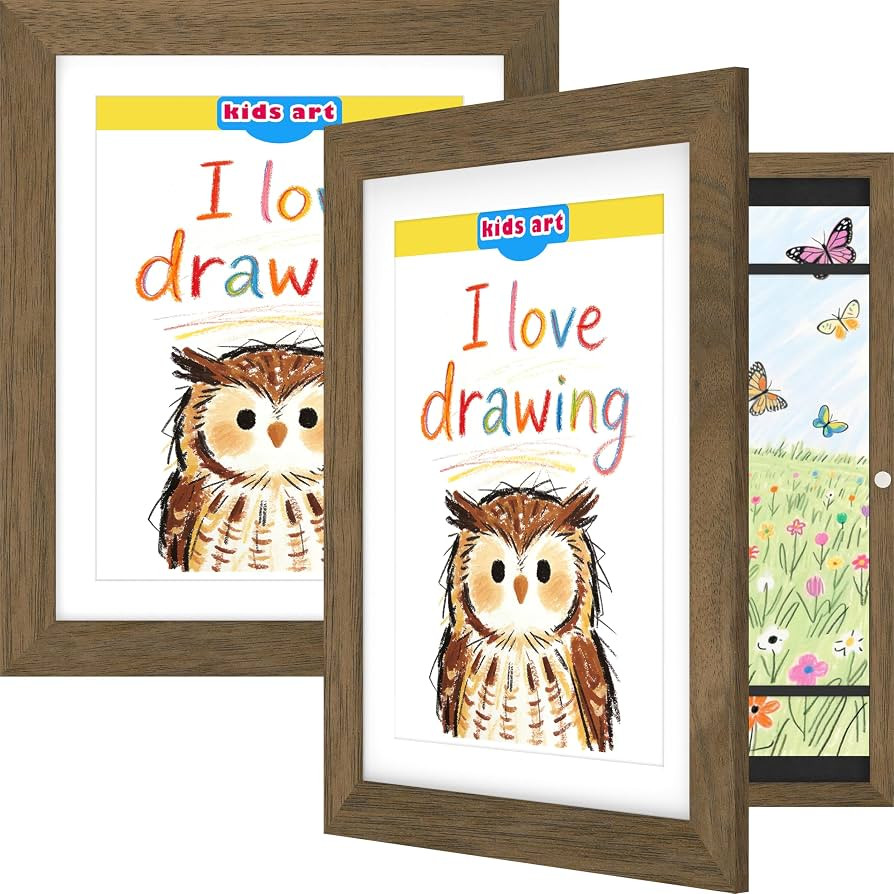 FrameWorks 2-Pack, 10" x 12.5" Dark Oak Wooden Kids Art Frame with Magnetic Door – Display for ... | Amazon (US)