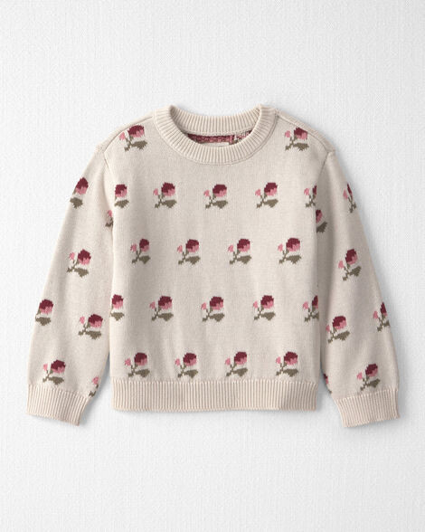 Toddler Girl Organic Cotton Sweater Knit Pullover in Wildflower Maize - Little Planet | Carter's | Carter's Inc