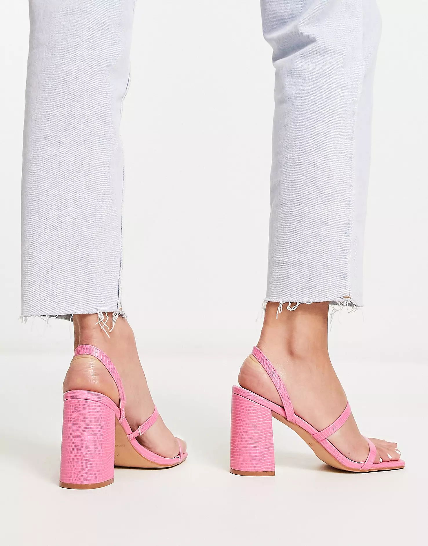 RAID Libra block heeled sandals in hot pink lizard | ASOS (Global)