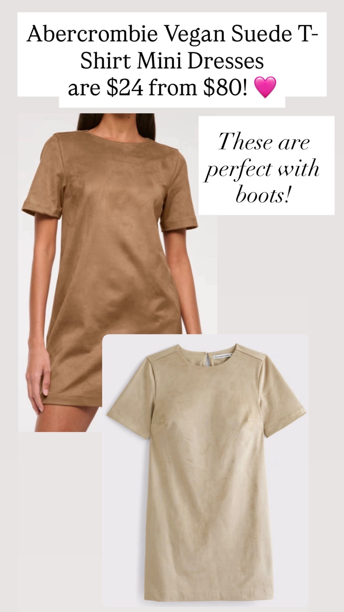 Abercrombie Vegan Suede T-Shirt Mini Dresses are $24 from $80 🩷

#LTKSaleAlert