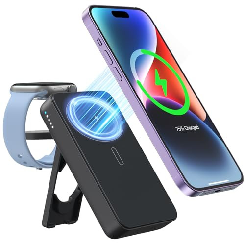 NewQ Magnetic Portable Charger for iPhone and Apple Watch, 10000 mAh Wireless Power Bank USB-C Fast Charging Battery Pack for iPhone 16/15/14/13/12 Series, iWatch Ultra/9/8/7/6/5/4(Black) | Amazon (US)