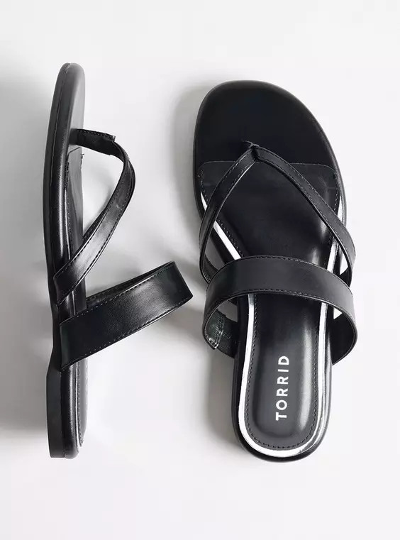 Strappy Thong Sandal (WW) in Black | Torrid (US & Canada)