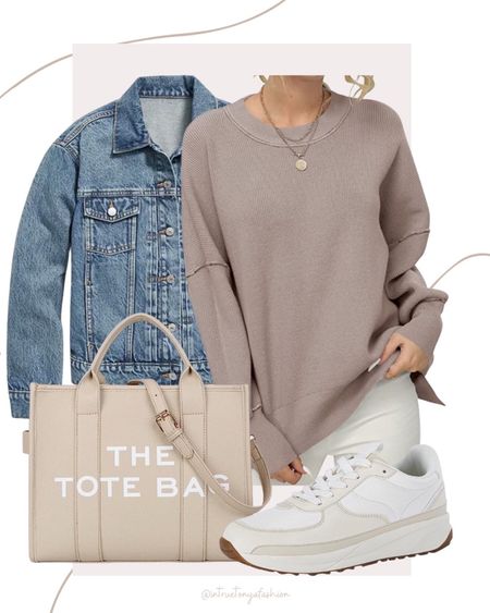 Casual winter outfit with a neutral sweater, denim jacket, Tote bag and white sneakers. 


//Amazon outfit ideas, casual outfit ideas, casual fashion, amazon fashion, found it on amazon, amazon casual outfit, cute casual outfit, outfit inspo, outfits amazon, outfit ideas, Womens shoes, amazon shoes, Amazon bag, purse, size 4-6, early spring outfits, winter to spring transition outfit, mom style, mom outfit, travel outfit, casual spring style #ltkitbag #ltkshoecrush #ltksalealert #ltkfindsunder100 

#LTKfindsunder50 #LTKtravel #LTKstyletip