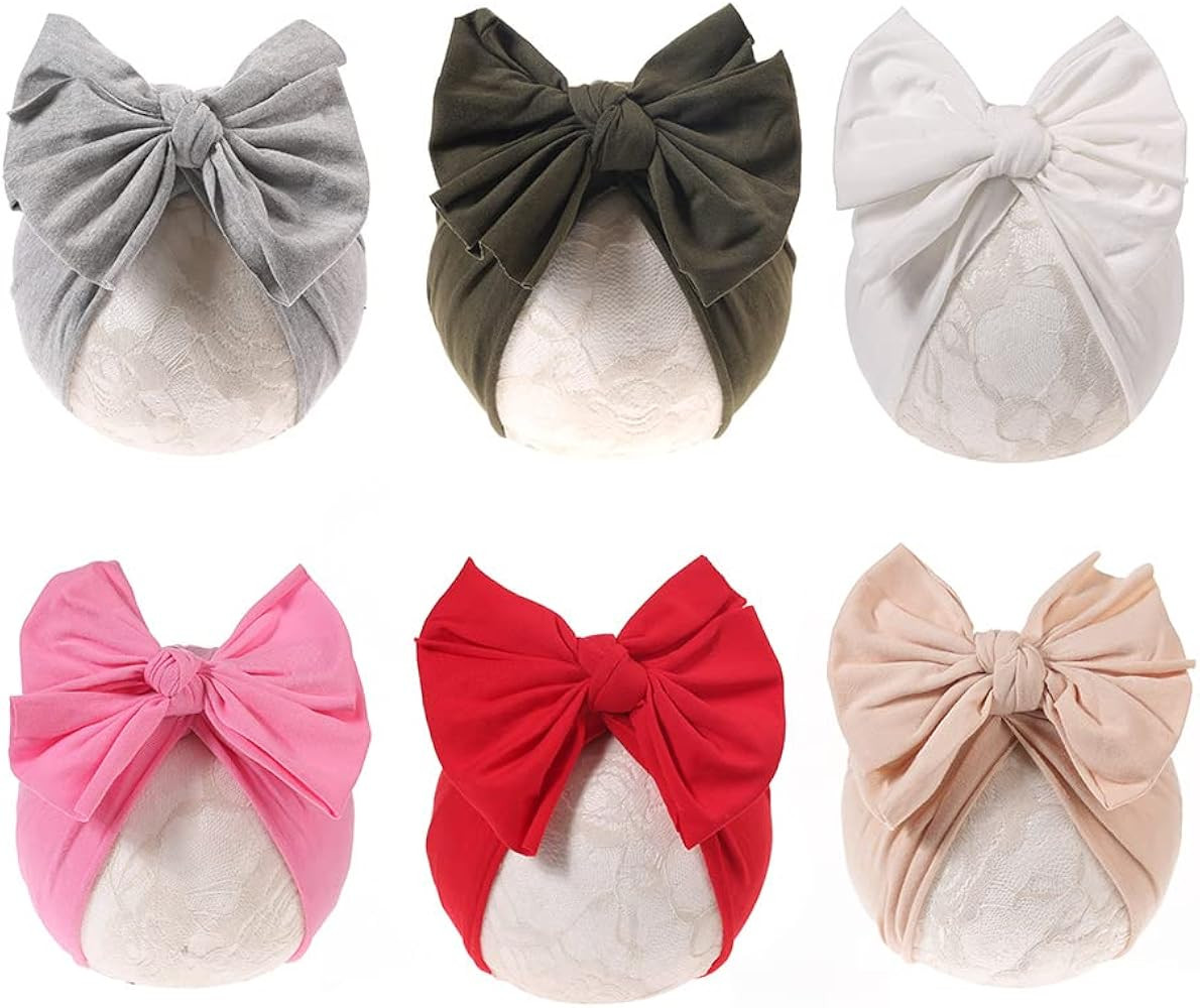 Baby Girl Velvet Big Hair Bow Knotted Head Wrap Oversized Bow Beanie India Cap Warm for Newborn I... | Amazon (US)