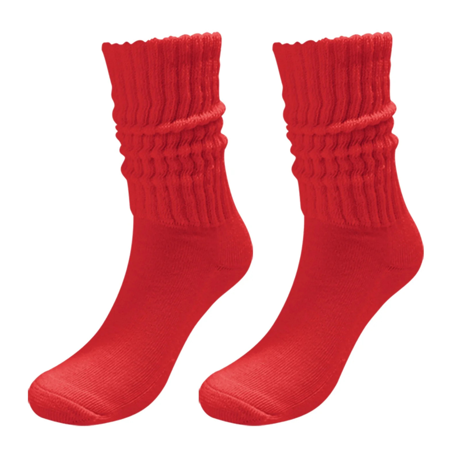 Hunpta Crew Socks for Women, Socks Solid Color Crew Colorful Lightweight Cotton Athletic Red | Walmart (US)