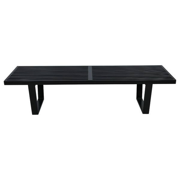 LeisureMod Modern Inwood Platform 5 foot Slat Bench - Black | Bed Bath & Beyond