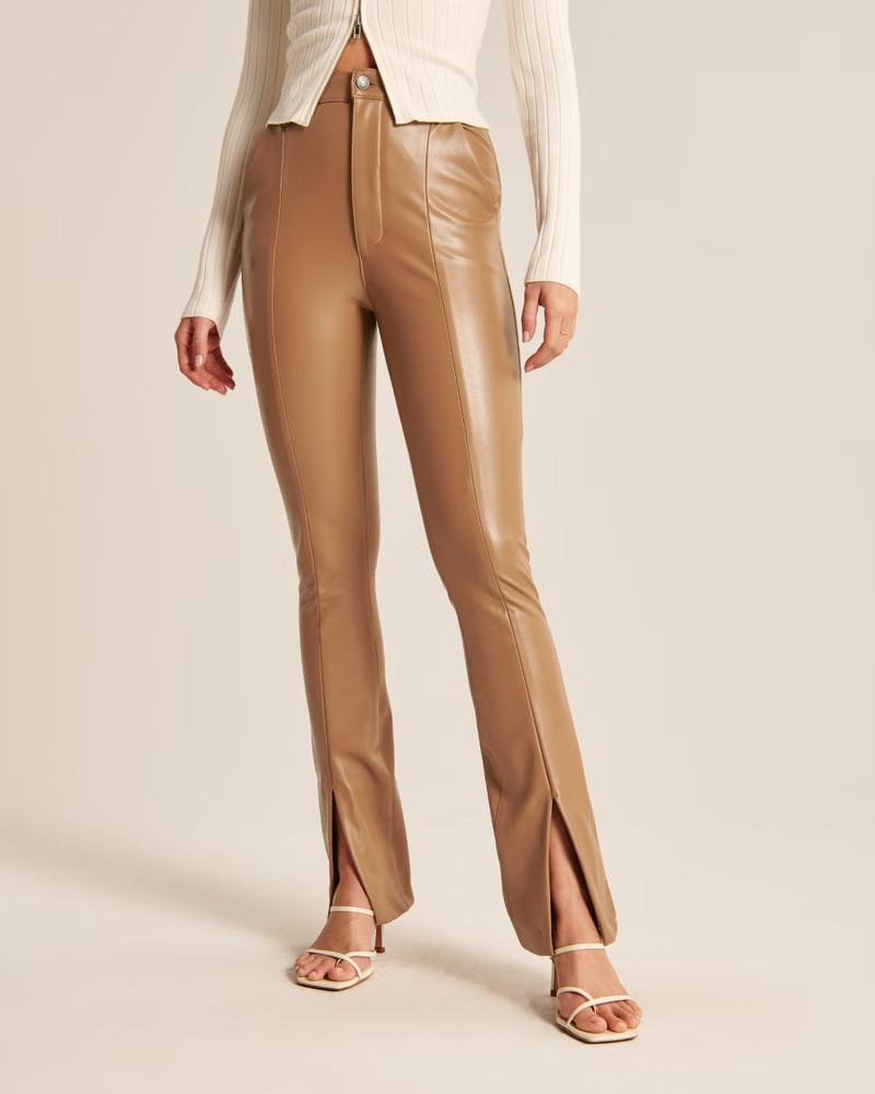 Vegan Leather Split-Hem Pants | Abercrombie & Fitch (US)