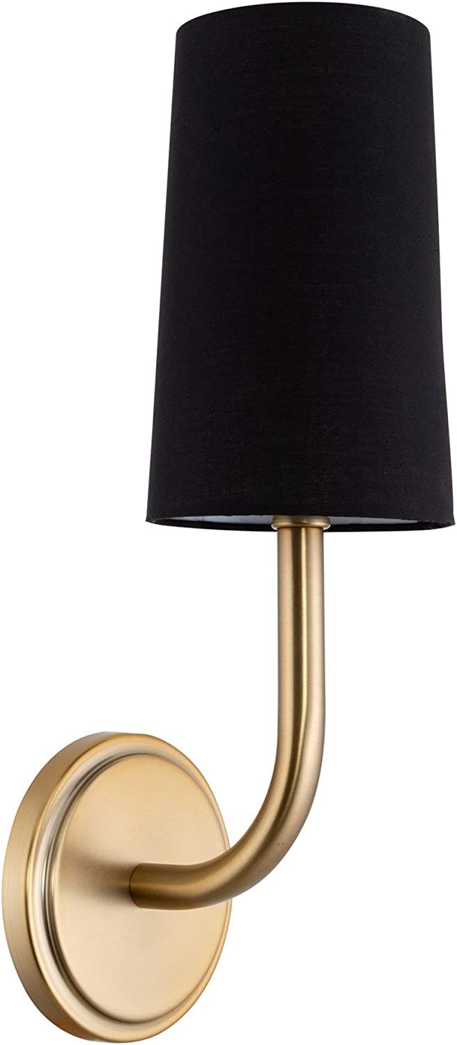 Kira Home Geneva 17" Wall Sconce/Wall Light + Black Fabric Shade, Warm Brass Finish | Amazon (US)