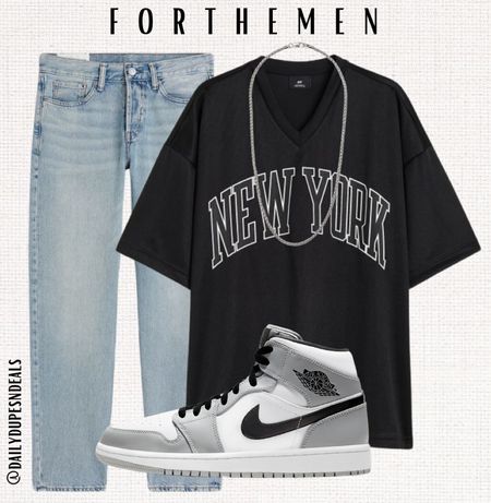 Men spring summer jersey shirt denim jeans chain necklace Nike Jordan sneakers 

#LTKfindsunder50 #LTKstyletip #LTKmens