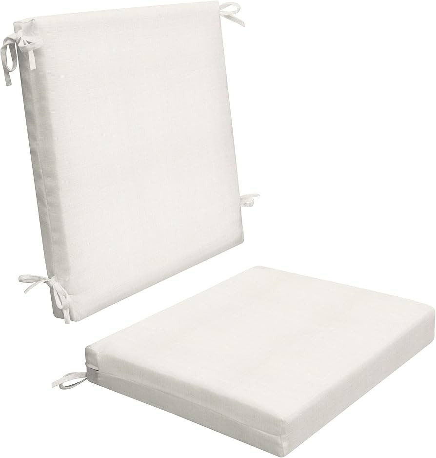 Honeycomb Outdoor Midback, 18.5" W x 17" D, Textured Solid Bone Outdoor Chair Cushion | Amazon (US)