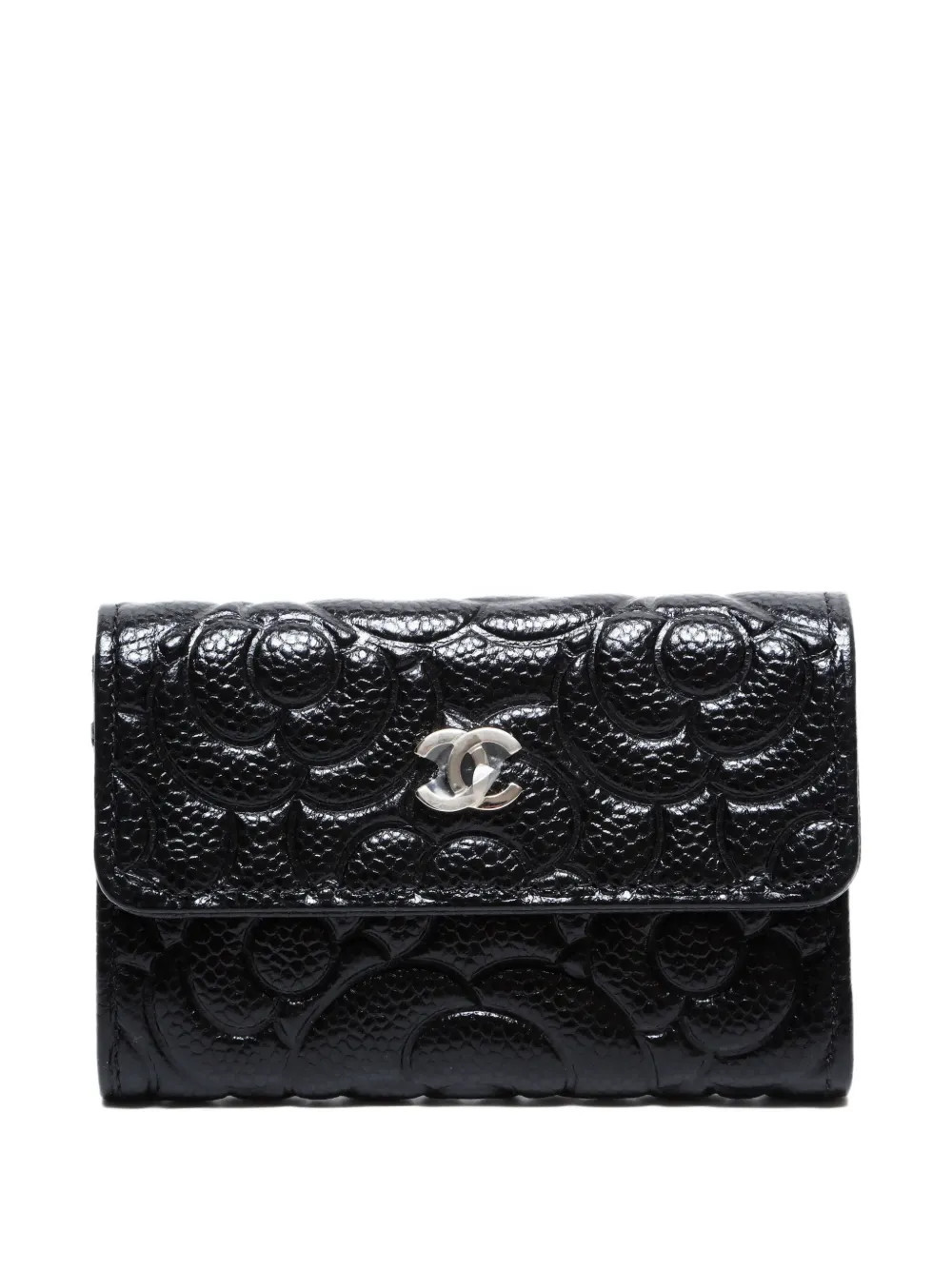 CHANEL Pre-Owned 2020 Camellia card holder - Black | Farfetch Global