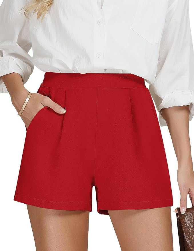 AKEWEI Dress Shorts for Women High Waisted Wide Leg Trendy Shorts | Amazon (US)