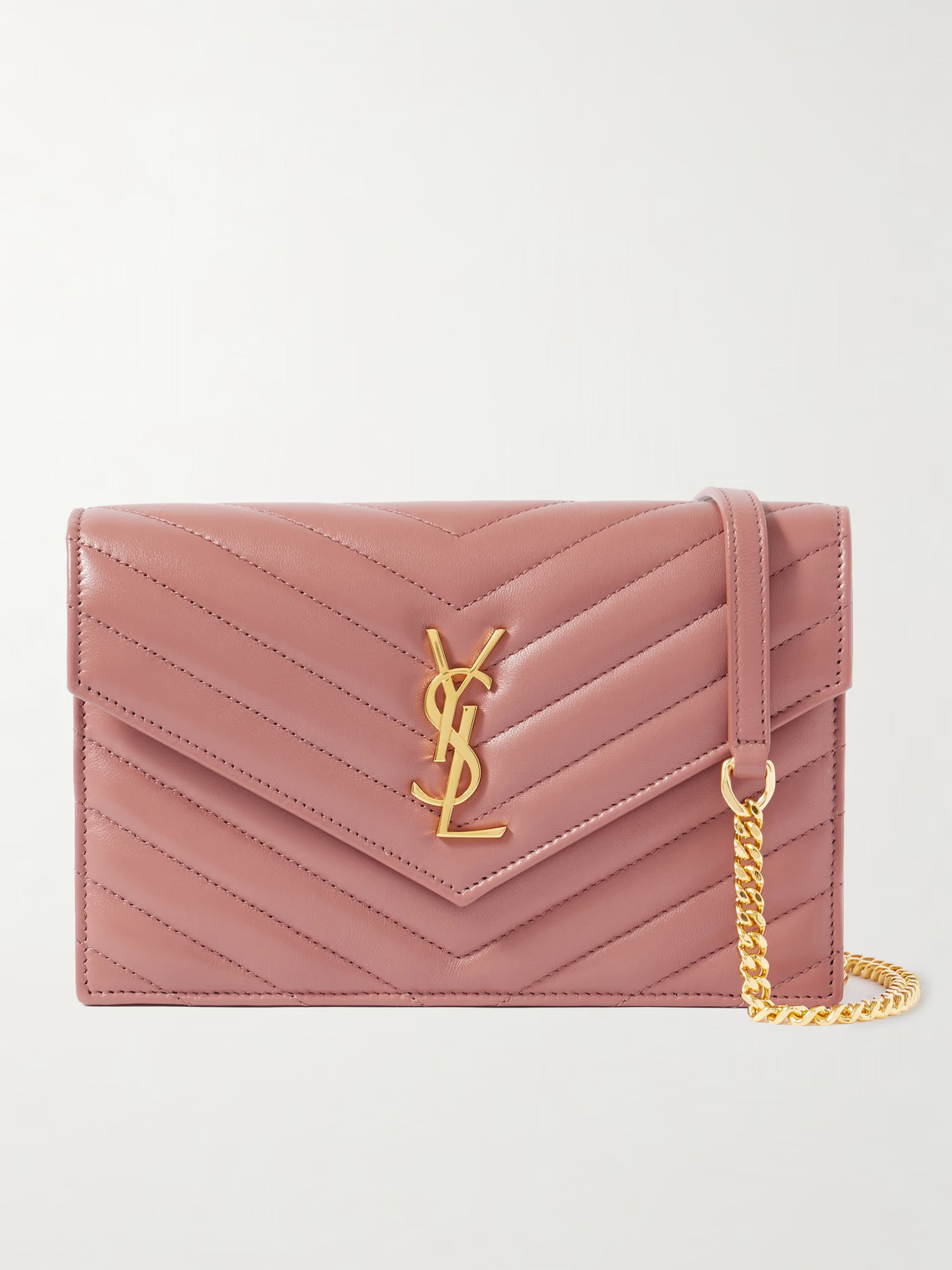 SAINT LAURENT - Cassandre Envelope Matelassé Leather Shoulder Bag - Pink | NET-A-PORTER (US)