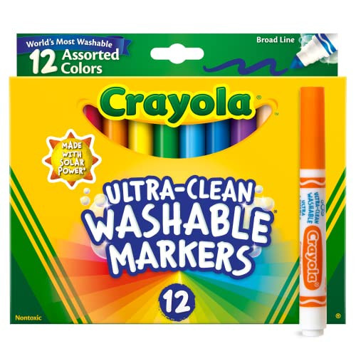 Crayola Broad Line Markers (12 Count), Washable Markers for Kids, Assorted, Back to School Essentials, Teacher Classrooms Must Have, School Supplies, 3+ | Amazon (US)