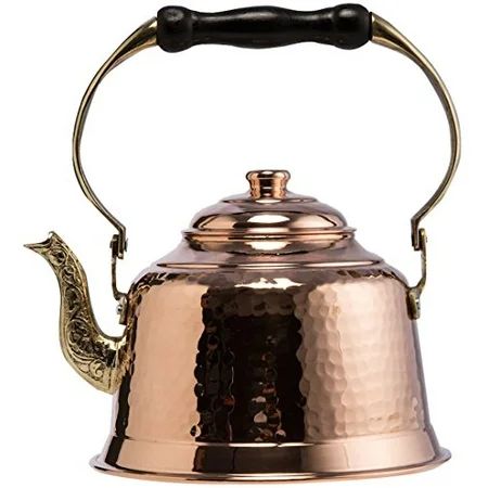CopperBull Heavy Gauge 1mm Thick Hammered Copper Tea Pot Kettle Stovetop Teapot (1.6-Quart) | Walmart (US)