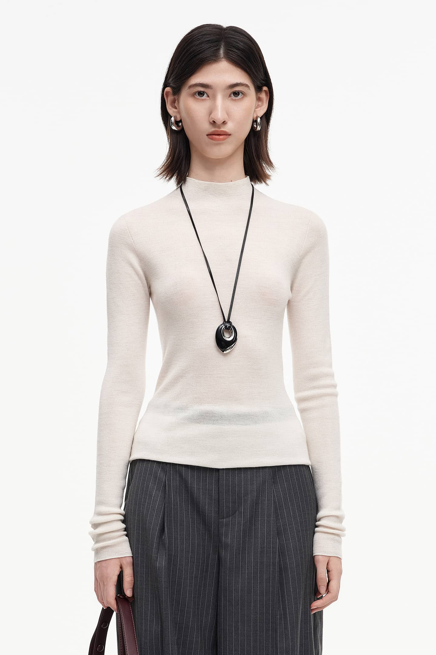 SELFWHO Merino Wool Half Turtleneck Sweater | SELFWHO