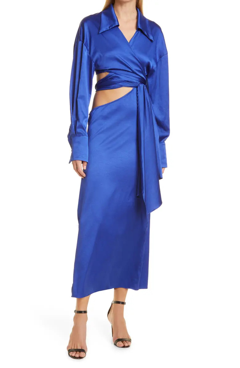 Ronny Kobo Ranell Long Sleeve Cutout Satin Dress | Nordstrom | Nordstrom