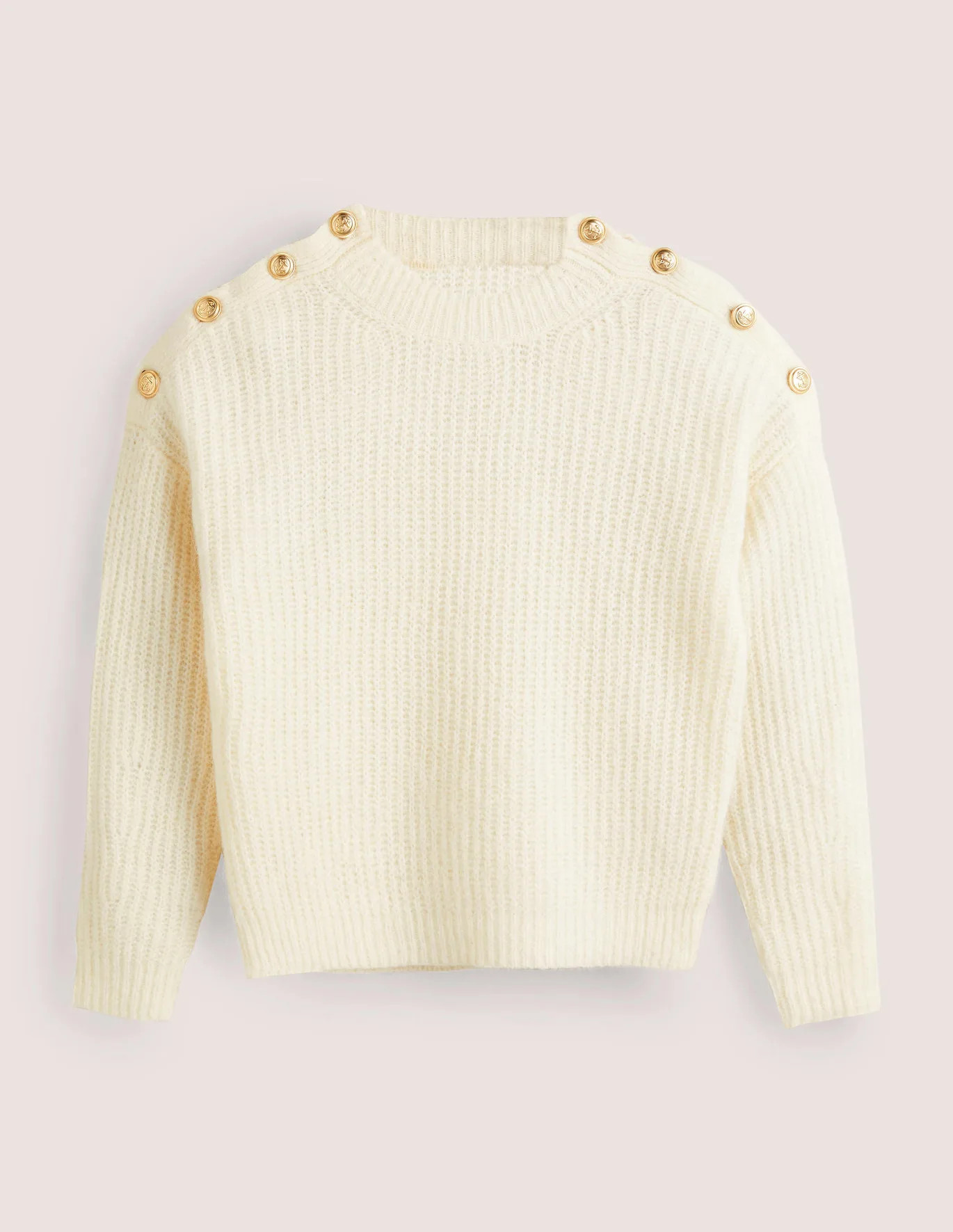 Ribbed Button Shoulder Jumper | Boden (UK & IE)