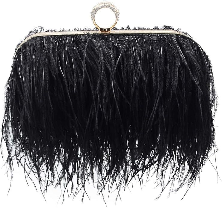 Miuco Women Feather Clutch Purse Shoulder Crossbody Bag Evening Handbags | Amazon (US)