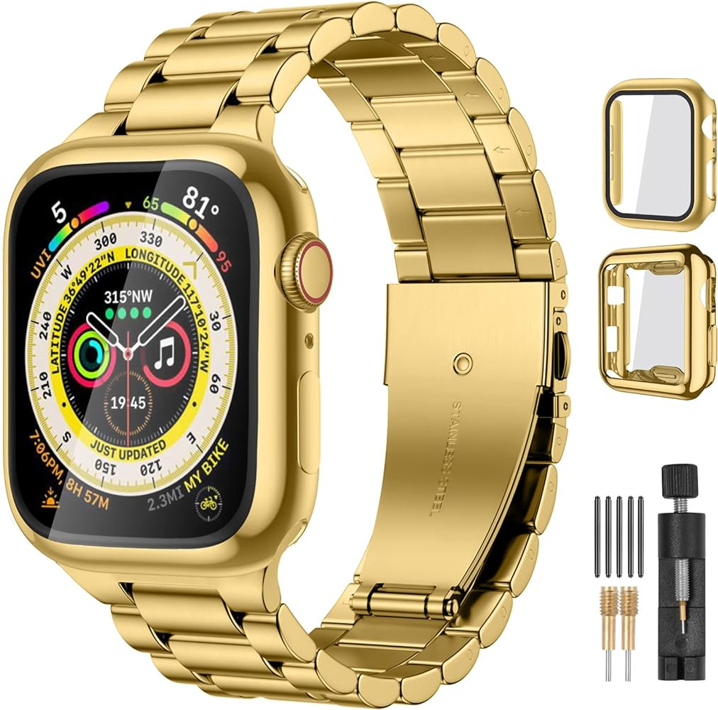 Lerobo Compatible for Apple Watch Band Ultra 49mm 44mm 45mm 42mm 38mm 40mm 41mm,Solid Stainless S... | Amazon (US)