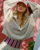 Aerie Crochet Quarter Zip Sweater | Aerie