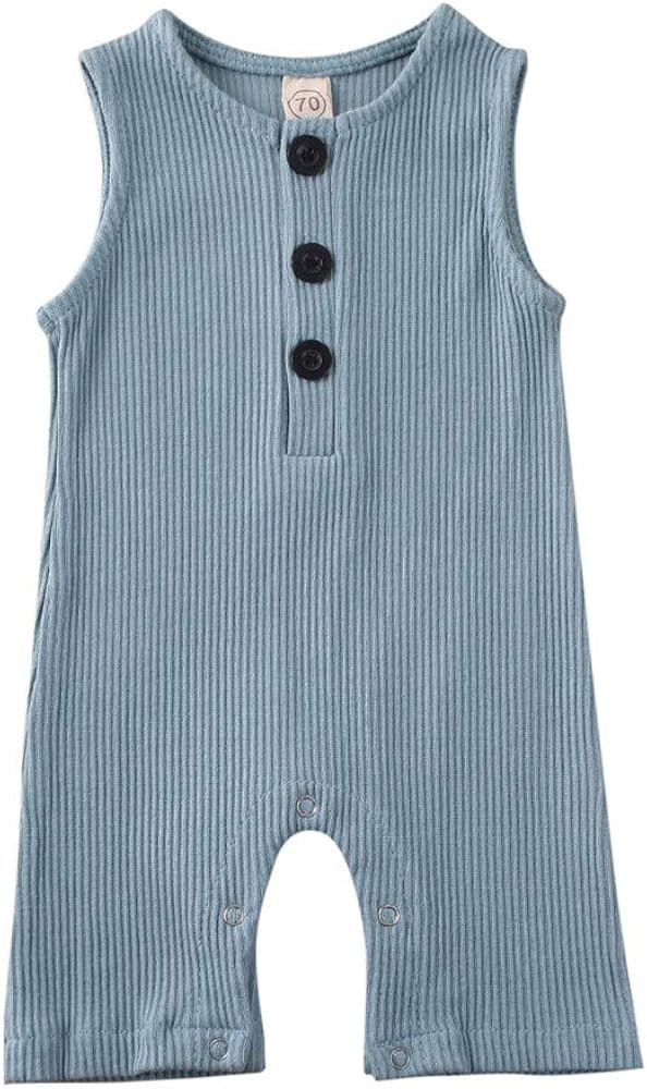 iddolaka Newborn Summer Baby Boy Girl Sleveless Romper Bodysuit Jumpsuit Playsuit One Piece Outfi... | Amazon (US)