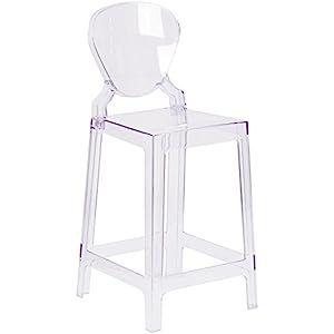 Flash Furniture Ghost Barstool with Tear Back in Transparent Crystal | Amazon (US)