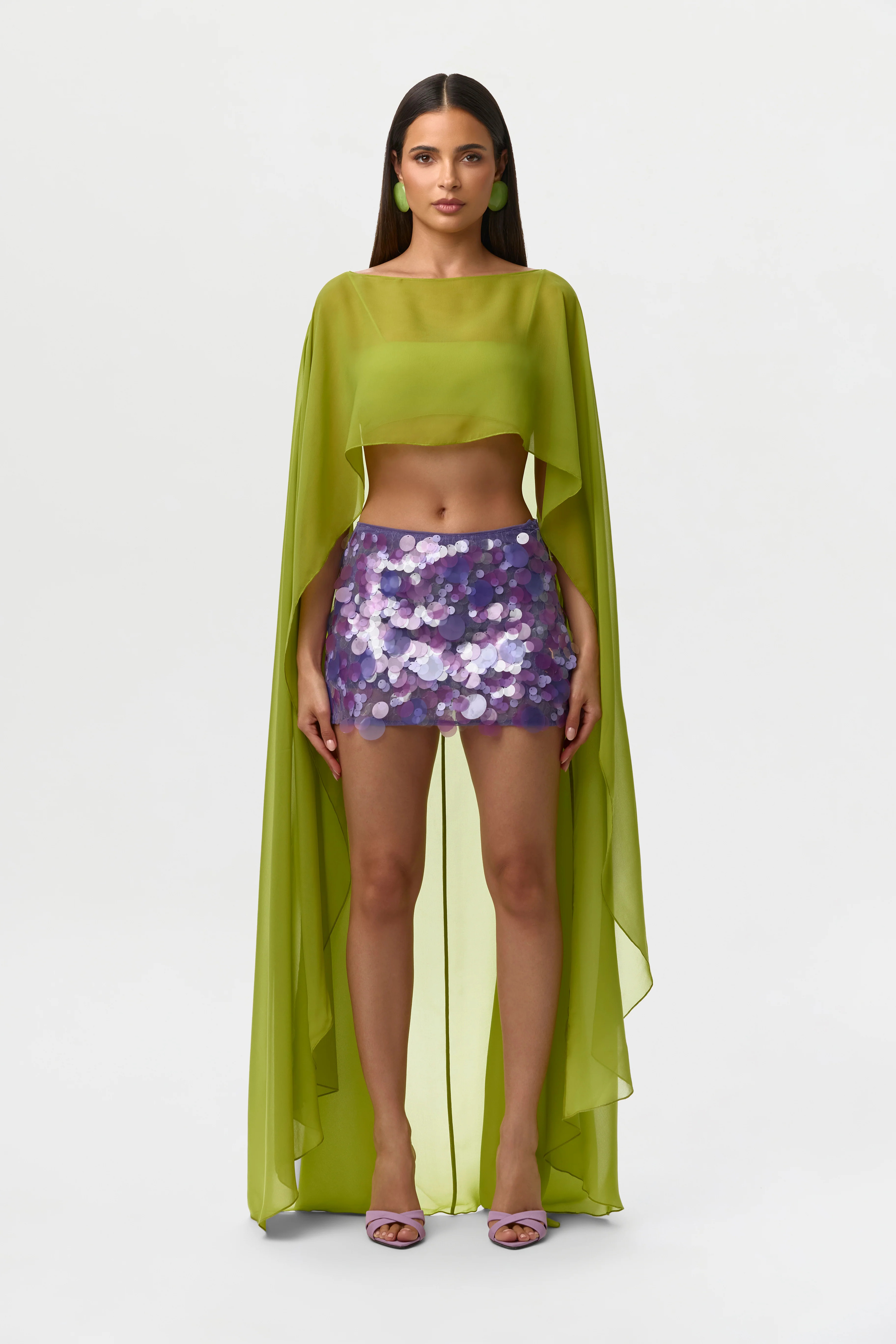 Naked Wardrobe Chiffon Cape Crop Top - Shop | Shop.app