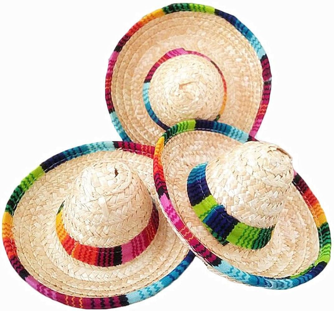 Crazy Night 6PCS Natural Straw Mini Sombrero Mini Mexican hat,Tabletop Party Supplies,Fiesta Part... | Amazon (US)